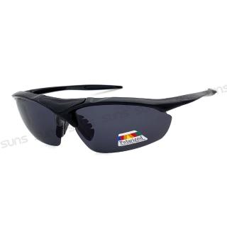 【SUNS】Polarized運動太陽眼鏡 頂規強化偏光鏡片 輕量20g黑框S95 抗UV400(採用PC防爆鏡片/防眩光/防撞擊)