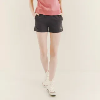 【Hang Ten】女裝-毛巾布刺繡短褲(灰黑)