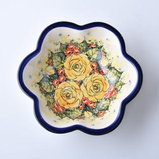 【美學生活】波蘭陶 Cerraf 花型深盤 造型盤 陶瓷盤 菜盤 水果盤 沙拉盤 23cm 波蘭手工製(繁花逸麗系列)