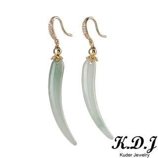 【K.D.J 圓融珠寶】淡綠辣椒紅紅火火耳勾翡翠天然A貨