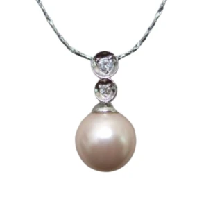 【小樂珠寶】簡單有型粉粉嫩南洋深海貝珍珠項鍊(1.4公分大14mm豐腴)