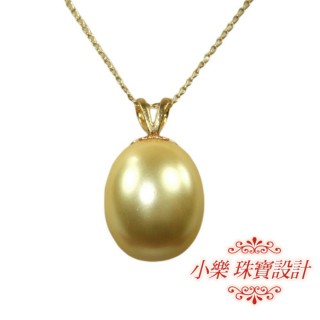 【小樂珠寶】羊角款大顆金珠美南洋深海貝珍珠項鍊(14.5mm銀或金臺及花蓋色隨機出)