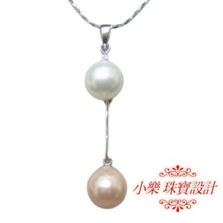 【小樂珠寶】垂墜感二珠白粉南洋深海貝珍珠項鍊(鵝蛋臉型修飾專用項鍊)