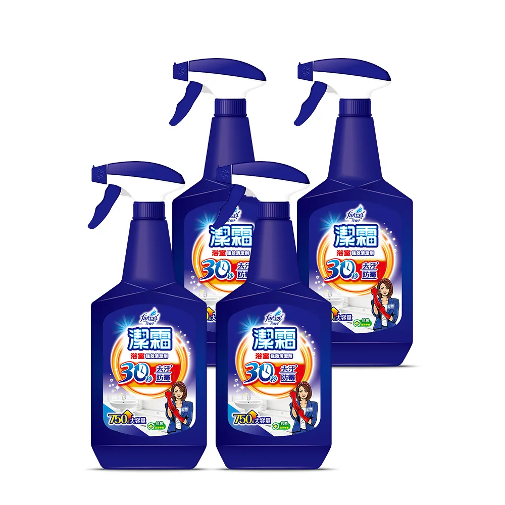 【潔霜】S浴室強效清潔劑噴槍瓶4入-潔淨檸檬(750g/入-共4入)