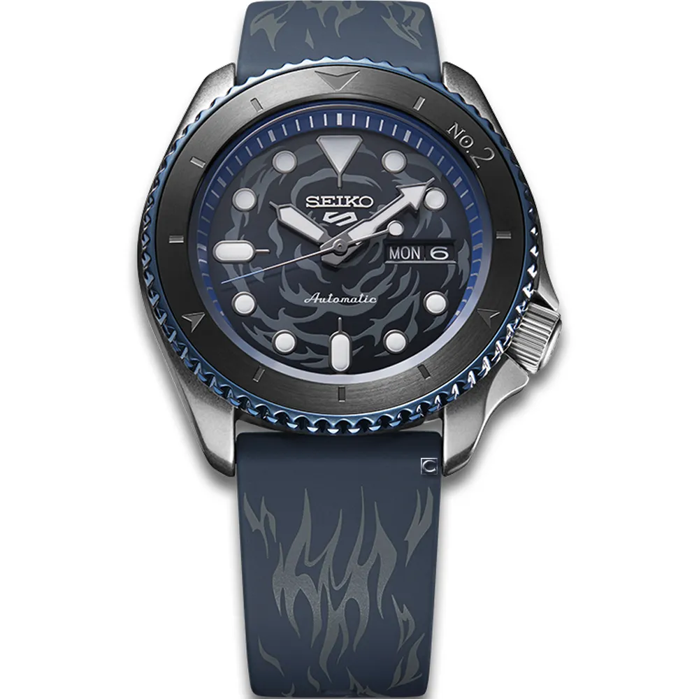 【SEIKO 精工】5 Sports X One Piece 航海王聯名限量機械錶-蕯波(4R36-12B0B/SRPH71K1)