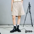 【gozo】minus g-限量系列 柔軟絨面西裝五分褲(兩色)
