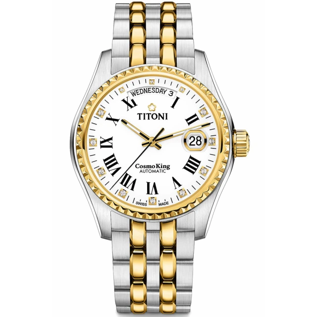 TITONI 梅花錶 宇宙系列自動機械男錶-白面間金鍊帶/40mm(797 SY-019)