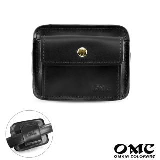 【OMC】真皮 義大利植鞣革口袋款迷你牛皮腰掛包98011(真皮包包 黑色)
