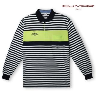 【CUMAR】男裝長袖羅紋領條紋POLO衫/179212(舒適親膚)