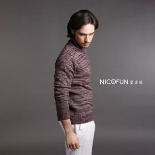 【NicoFun 愛定做】100%cashmere 真羊絨 男仕 高領 翻領 長袖針織毛衣 RCCP(一入 長袖上衣 輕盈 保暖 秋冬)