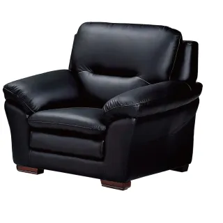 【文創集】馬頓  時尚黑半牛皮革單人座獨立筒沙發椅