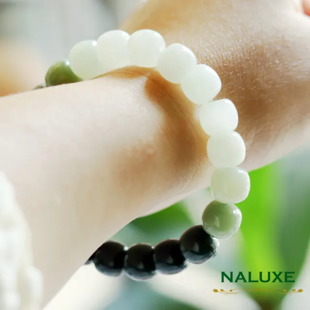 【Naluxe】高品和闐玉漸層色老型珠開運手鍊(避邪、安神、消除負能量)