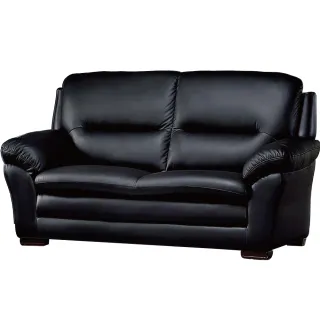 【文創集】馬頓  時尚黑半牛皮革獨立筒三人座沙發椅