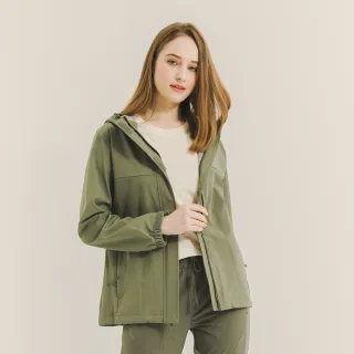 【Hang Ten】女裝-恆溫多功能-REGULAR FIT貼合針織防風外套(綠)