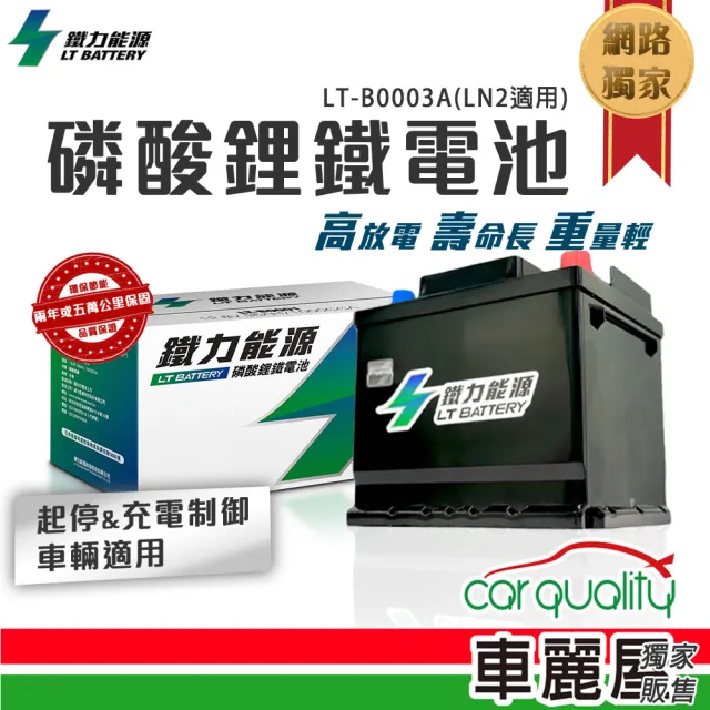 【鐵力能源】超長壽命鋰鐵電瓶LT-B0015-L 31Ah 600CCA 36B20L_送基本安裝(車麗屋)