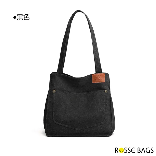 【Rosse Bags】簡約百搭帆布大容量托特包(現+預 卡其色 / 灰色 / 咖啡色 / 黑色)