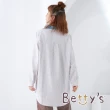 【betty’s 貝蒂思】牛仔領繡線長板襯衫(卡其)