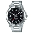 【CASIO 卡西歐】極致經典大三針不鏽鋼腕錶/銀x黑面(MTP-VD01D-1B)