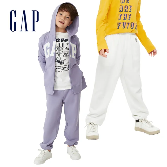 【GAP】兒童裝 Logo束口褲 冰淇淋系列 碳素軟磨法式圈織系列-多色可選(795193)