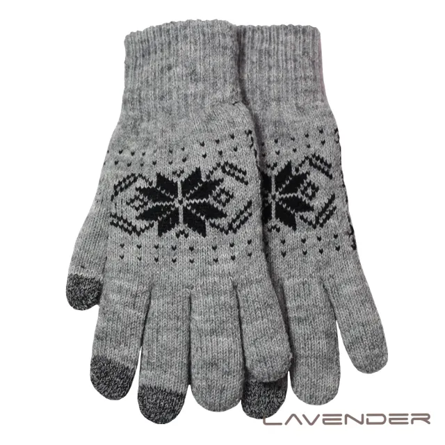 【Lavender】i-Touch觸控雙層手套-大雪花-灰(觸控手套)