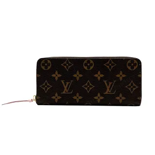 【Louis Vuitton 路易威登】Clemence系列  Monogram 帆布窄版拉鍊長夾(M61298-芭蕾粉)