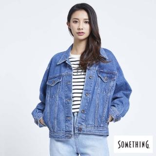 【SOMETHING】女裝 復古丹寧夾克(中古藍)