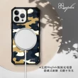 【apbs】iPhone 13 Pro Max / 13 Pro / 13 軍規防摔皮革磁吸手機殼(迷彩-上光版-黑殼)