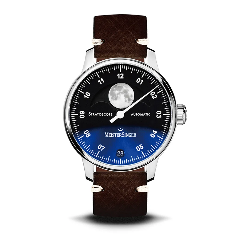 【MeisterSinger 明斯特單指針】月相鏡夜光幕夜蘭二代ST982自動上鍊43mm