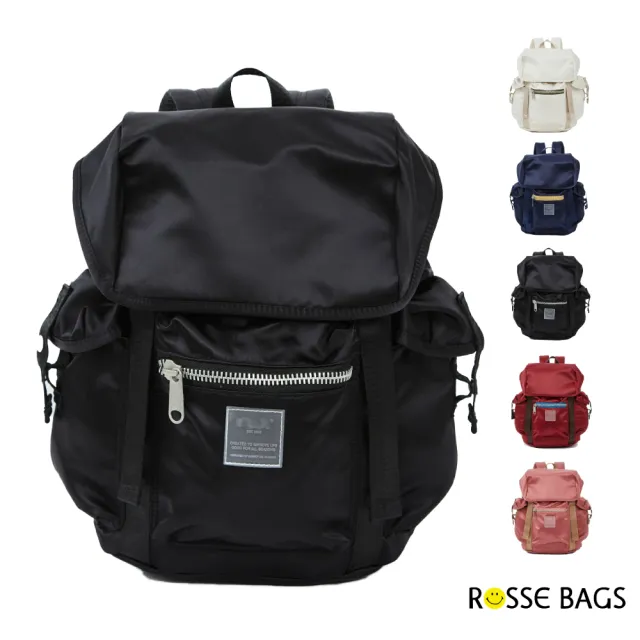 【Rosse Bags】日系商務通勤電腦男女旅行雙肩包(現+預 黑色／粉色／紅色／藍色／白