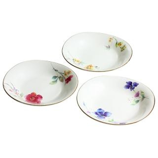 【陶瓷藍】花水彩3入組多用盤(日本製 日本原裝進口瓷器)