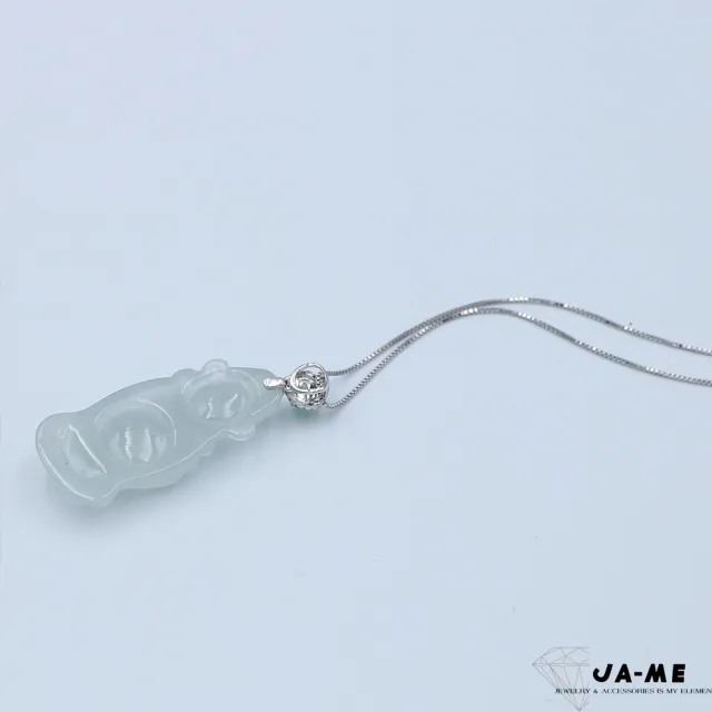 【JA-ME】天然A貨翡翠冰種白翡財神爺18k金鑽石項鍊(母親節/送禮)