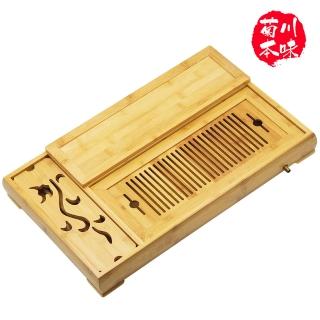 【菊川本味】尚品茶盤-排水-52cm(茶盤 大茶盤 三格茶盤 雙層茶盤 長方茶盤 排水茶盤 木質茶盤 中式茶盤)