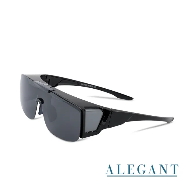 【ALEGANT】多功能可掀月影黑偏光墨鏡(MIT/掀蓋式/外掛式/上掀/全罩式/車用UV400太陽眼鏡/戶外休閒套鏡)
