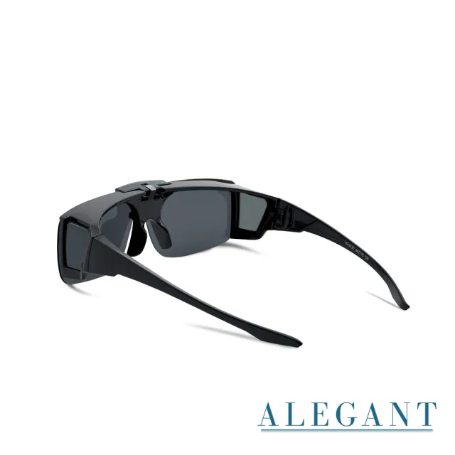 【ALEGANT】多功能可掀月影黑偏光墨鏡(MIT/掀蓋式/外掛式/上掀/全罩式/車用UV400太陽眼鏡/戶外休閒套鏡)