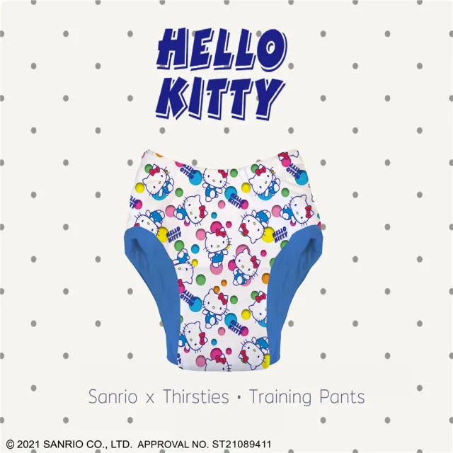 【Thirsties】寶寶訓練褲兒童學習庫 L碼 Hello Kitty聯名款(高品質四層有機棉穿脫方便 Dot Dot系列)