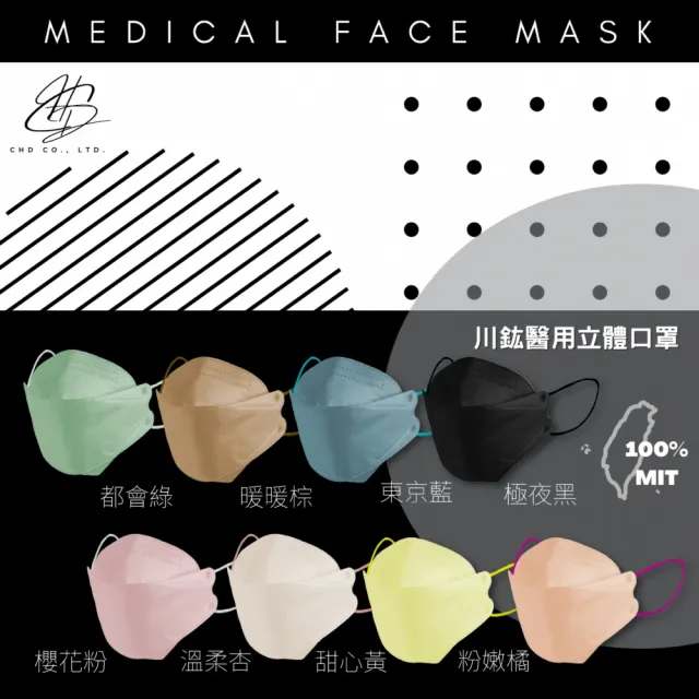 【川鈜】4D韓版3層立體醫療口罩2盒-雙鋼印-櫻花粉(10片/盒)