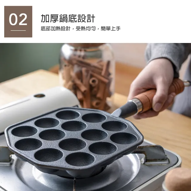 【小茉廚房】鑄鐵章魚燒烤盤(贈 叉子x2醬料刷x1)