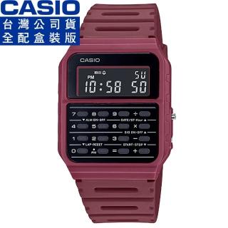 【CASIO 卡西歐】卡西歐DATA BANK 鬧鈴計算機電子錶-紅(CA-53WF-4B 臺灣公司貨)