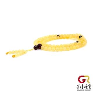 【正佳珠寶】蜜蠟琥珀 頂級金絞蜜 6mm 金黃半蜜半珀 琥珀轉運珠 108顆念珠｜特製棉繩(渾厚蜜蠟特色)