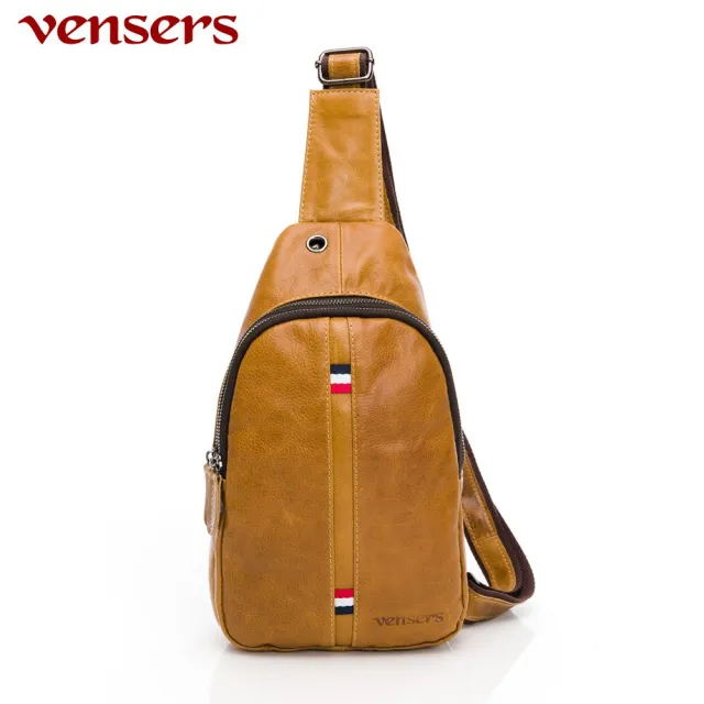【Vensers】真皮 小牛皮潮流個性包-胸包(真皮包包 N302302黃油皮)