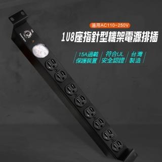 【PowerSync 群加】1U8座15A指標型機架電源排插 3M 黑(TE8A0030)