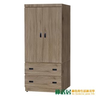 【綠活居】杜克比 時尚2.7尺二門二抽衣櫃/收納櫃(內附穿衣鏡面)