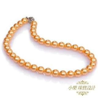 【小樂珠寶】發財金珠正圓形3A南洋深海貝珍珠項鍊(10mm中小適中好運金色招財偏財運)