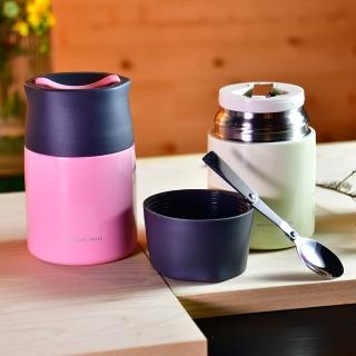 【YU Living 信歐傢居】北歐風304不銹鋼真空燜燒罐 600ml(粉色/保溫瓶 保溫杯 不鏽鋼保溫杯)