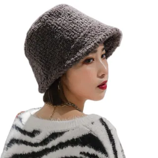【OT SHOP】女款日系素色羊羔絨漁夫帽 C2216(秋冬保暖 文青百搭)