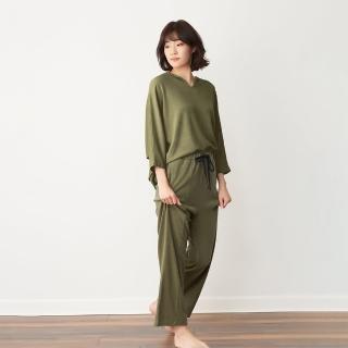 【Tani】Loft休閒V領7分袖上衣保暖透氣輕質(休閒V領7分袖上衣)