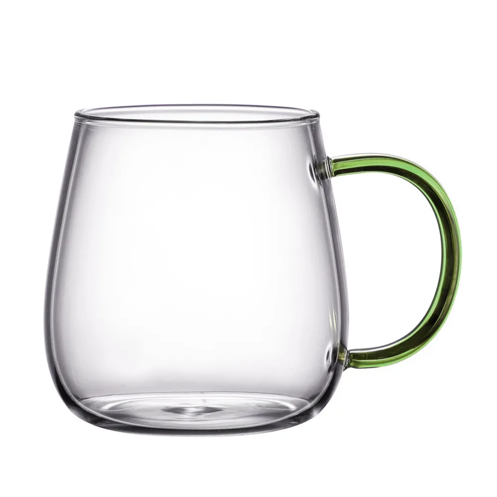 【錫特工業】2入組 綠琉璃玻璃杯 手把玻璃杯 水杯泡茶杯 咖啡杯 高溫防燙玻璃咖啡杯子(MIT-PG450G儀表量具)