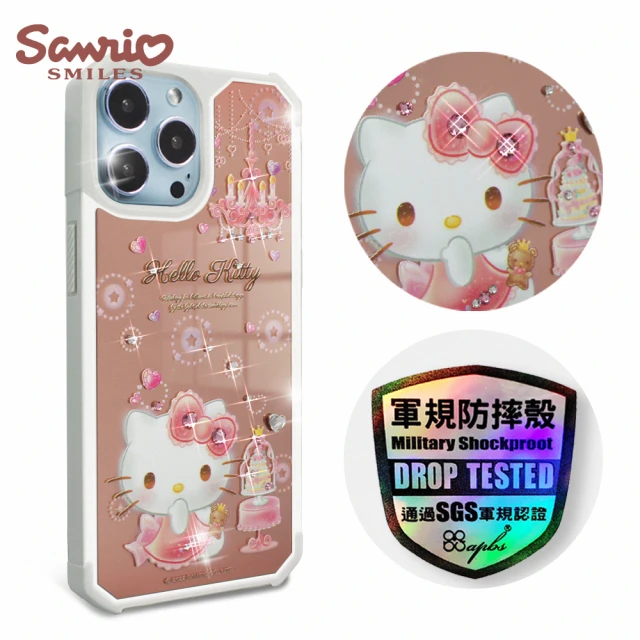 apbs 三麗鷗 Kitty iPhone 13 Pro Max / 13 Pro / 13 軍規防摔鏡面水晶彩鑽手機殼(燭光凱蒂)