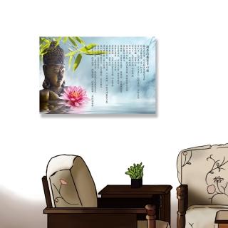 【24mama 掛畫】單聯式 油畫布 禪 佛 植物花卉 冥想 放鬆 雕像 東方 無框畫-60x40cm(般若波羅密多心經)