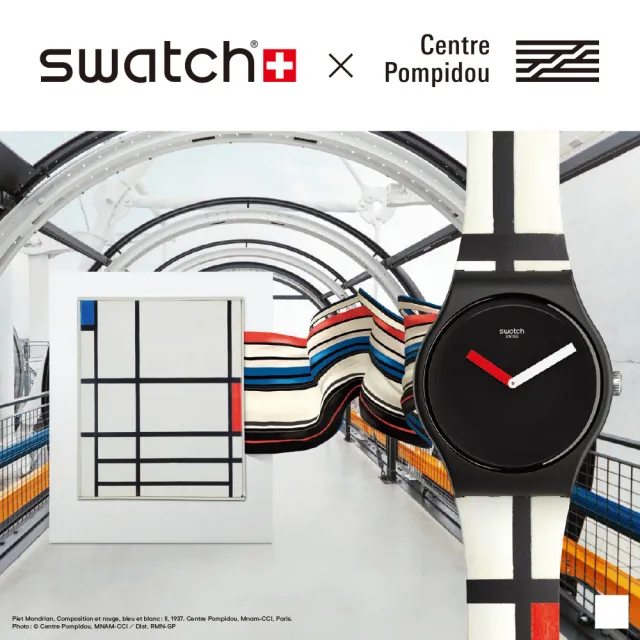 【SWATCH】龐畢度藝術中心聯名 紅藍白的構成 蒙德里安 New Gent 原創系列 手錶 瑞士錶 錶(41mm)